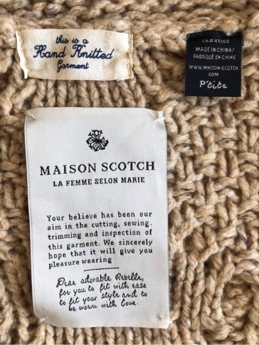 Stunning Scotch & Soda Women's Cream Cable-Knit Cardigan Sweater (hand knit!)